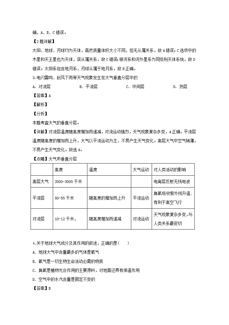 海南省海南枫叶国际学校2019-2020学年高一上学期期中考试地理试题02