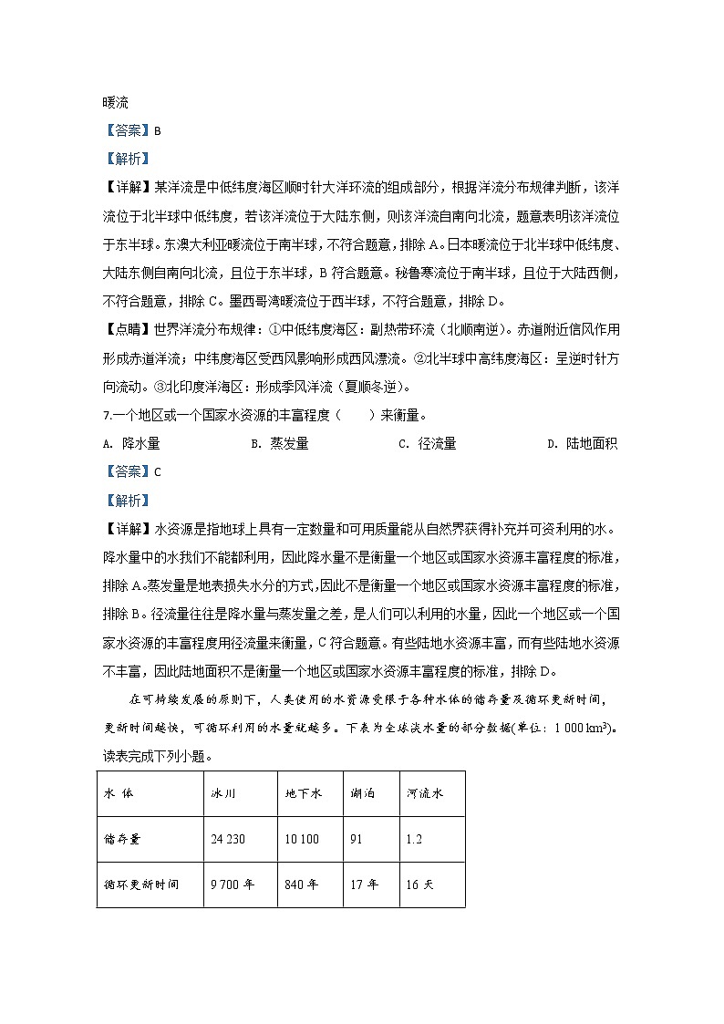 新疆喀什巴楚县第一中学2019-2020学年高一上学期期末考试地理试题03