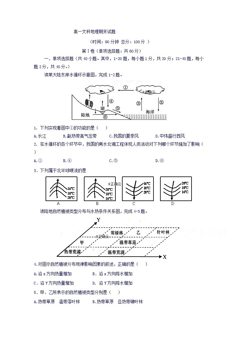 辽宁省大连市旅顺口区2018-2019学年高一下学期期末考试地理试卷01