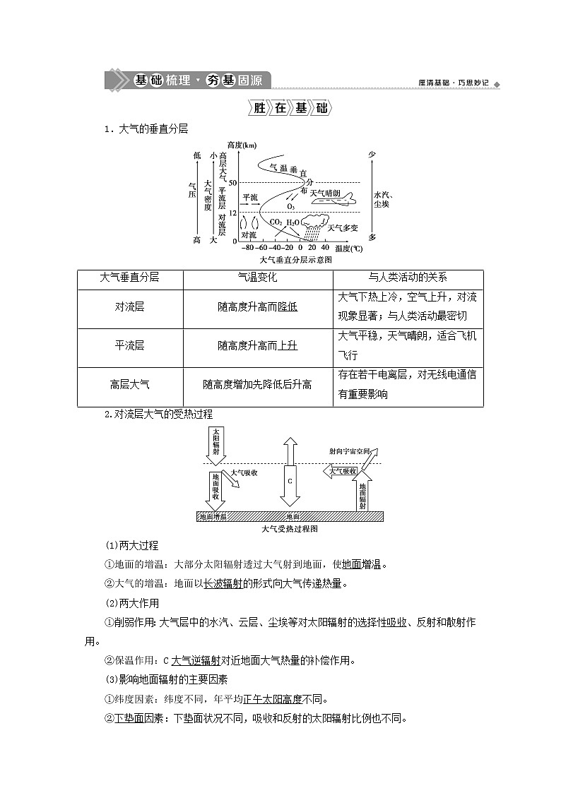 2021高考地理一轮复习第二章自然环境中的物质运动和能量交换第7讲对流层大气受热教案湘教版02