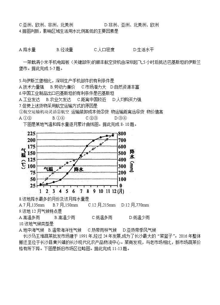 江西省南昌市2021届高三摸底测试 地理（word版含答案）02
