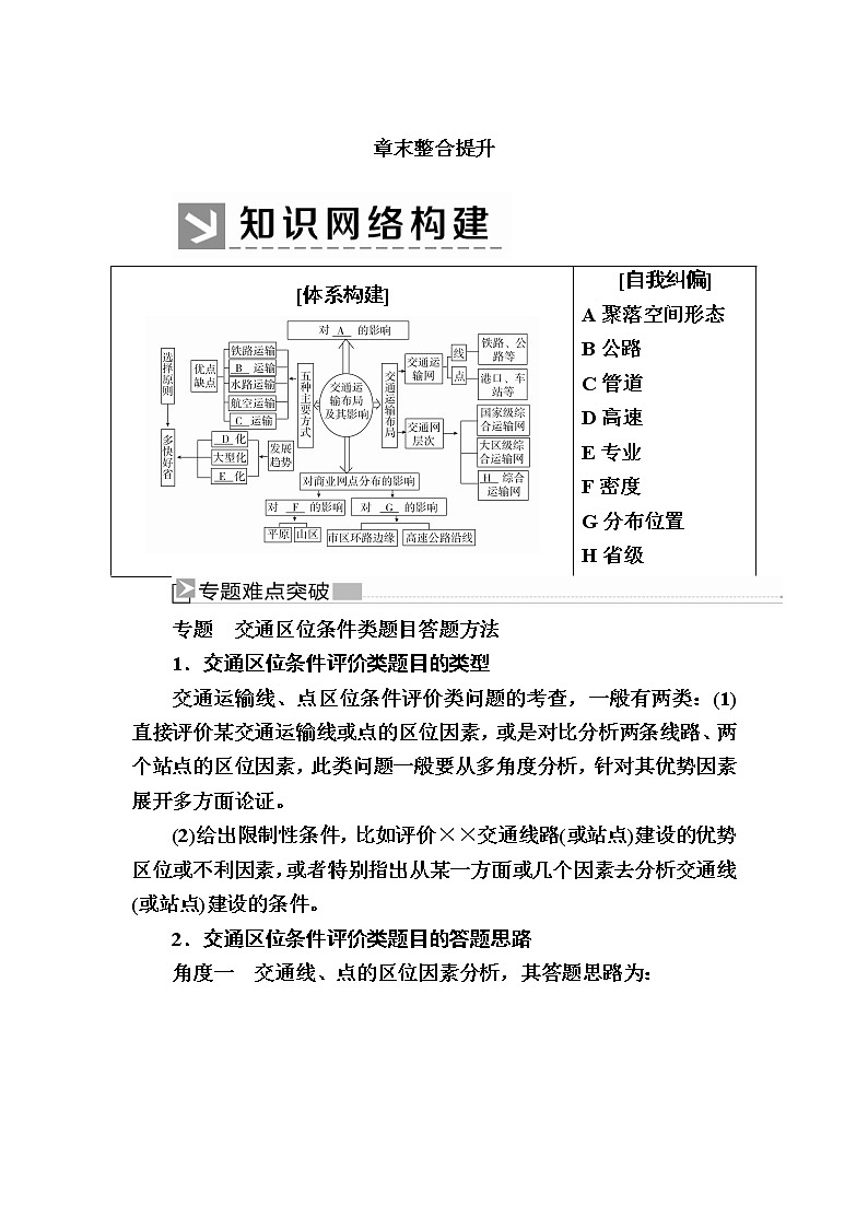 2019-2020学年人教新课标版高中地理必修二教师用书：章末整合提升5　交通运输布局及其影响01