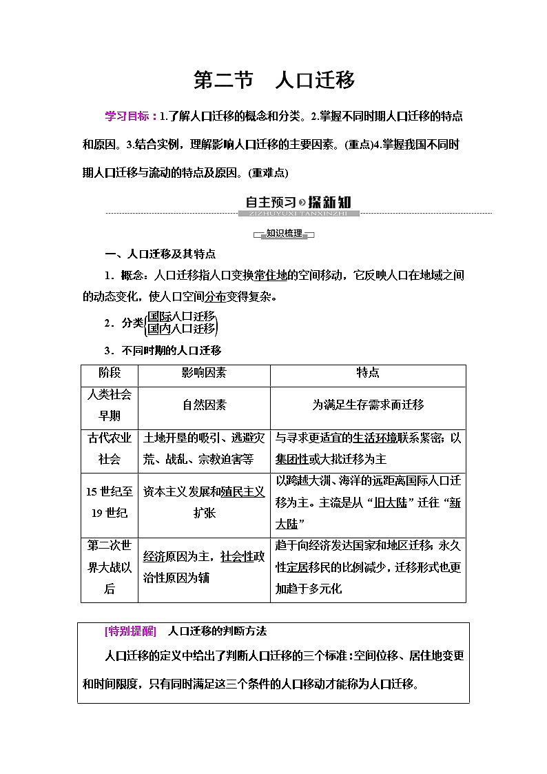 （新教材）2019-2020学年鲁教版地理必修第二册教师用书：第1单元第2节　人口迁移01