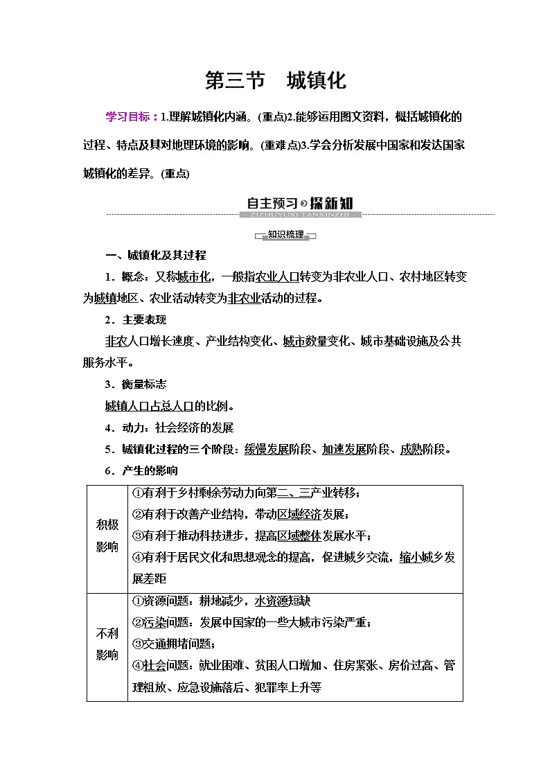 （新教材）2019-2020学年鲁教版地理必修第二册教师用书：第2单元第3节　城镇化01
