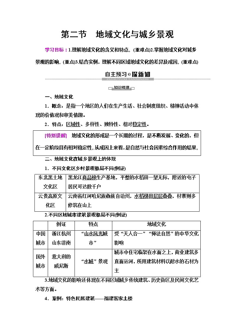 （新教材）2019-2020学年鲁教版地理必修第二册教师用书：第2单元第2节　地域文化与城乡景观01