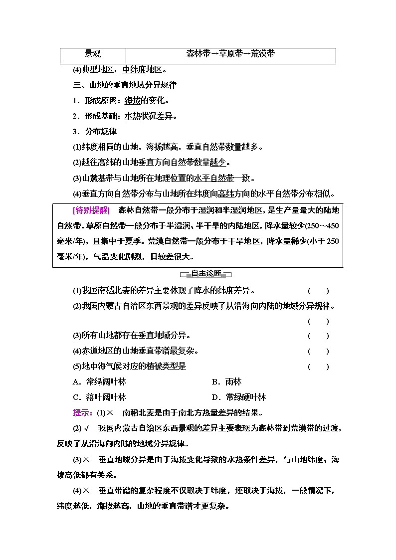2020-2021学年地理人教版必修1教师用书：第5章第2节　自然地理环境的差异性02