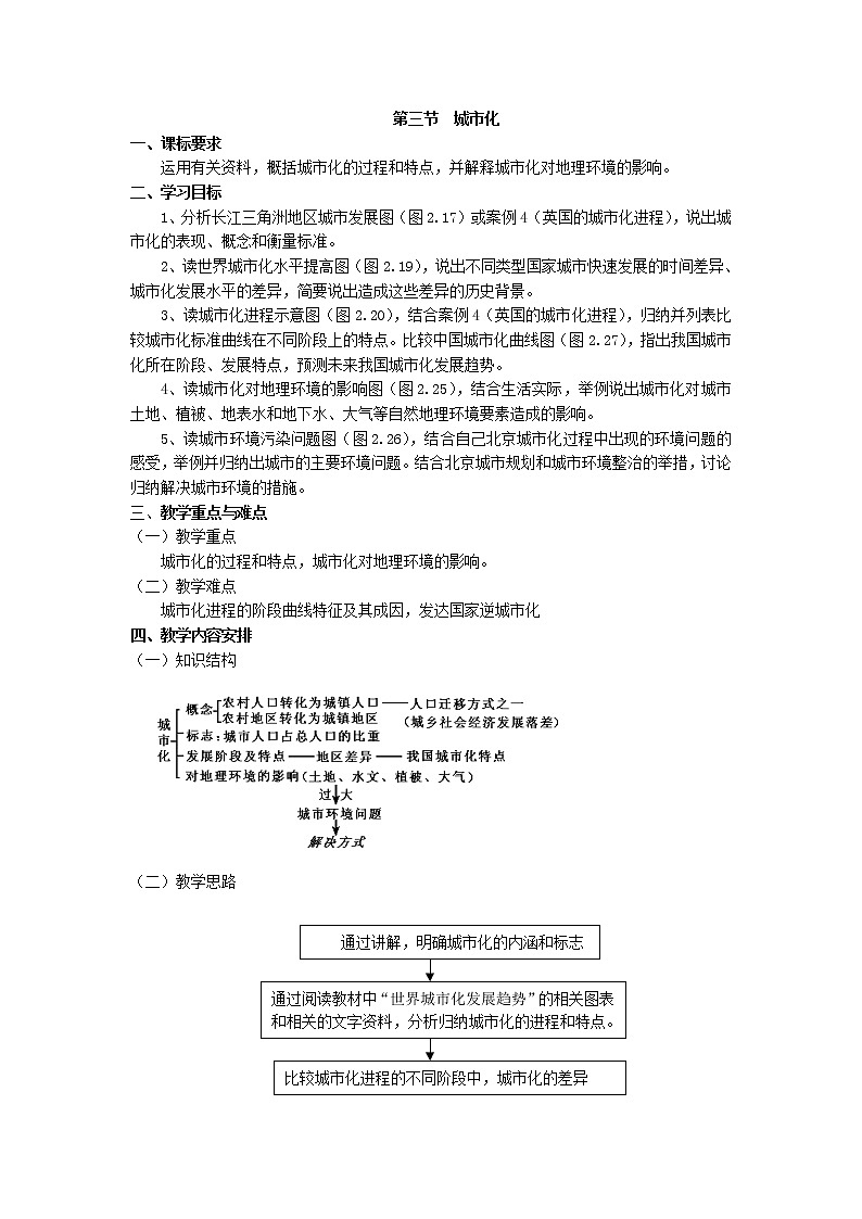 2018-2019学年人教版高中地理必修二教案：第二章第3节城市化01