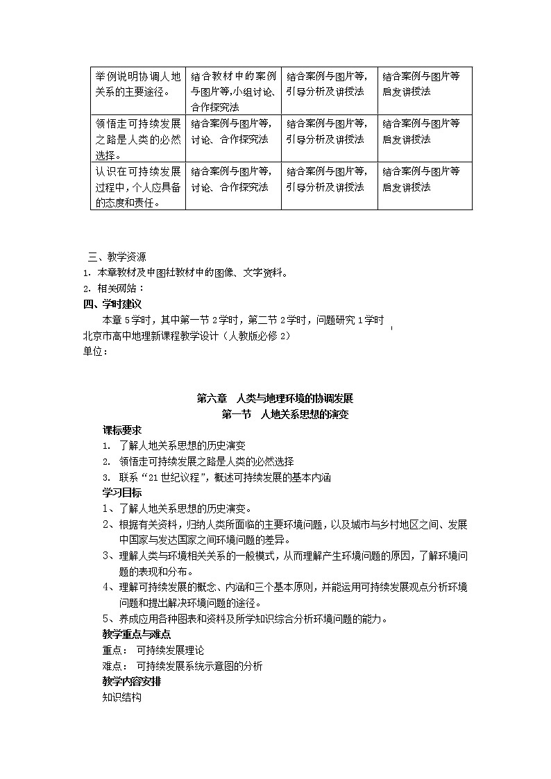 2018-2019学年人教版高中地理必修二教案：第六章第1节人地关系思想的演变02