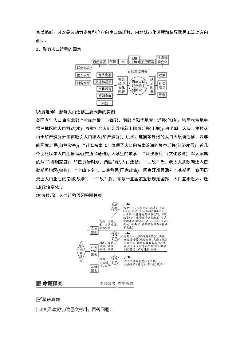 2021年高考地理一轮复习 第2部分 人文地理 第1章 第17讲　人口的空间变化 教案03