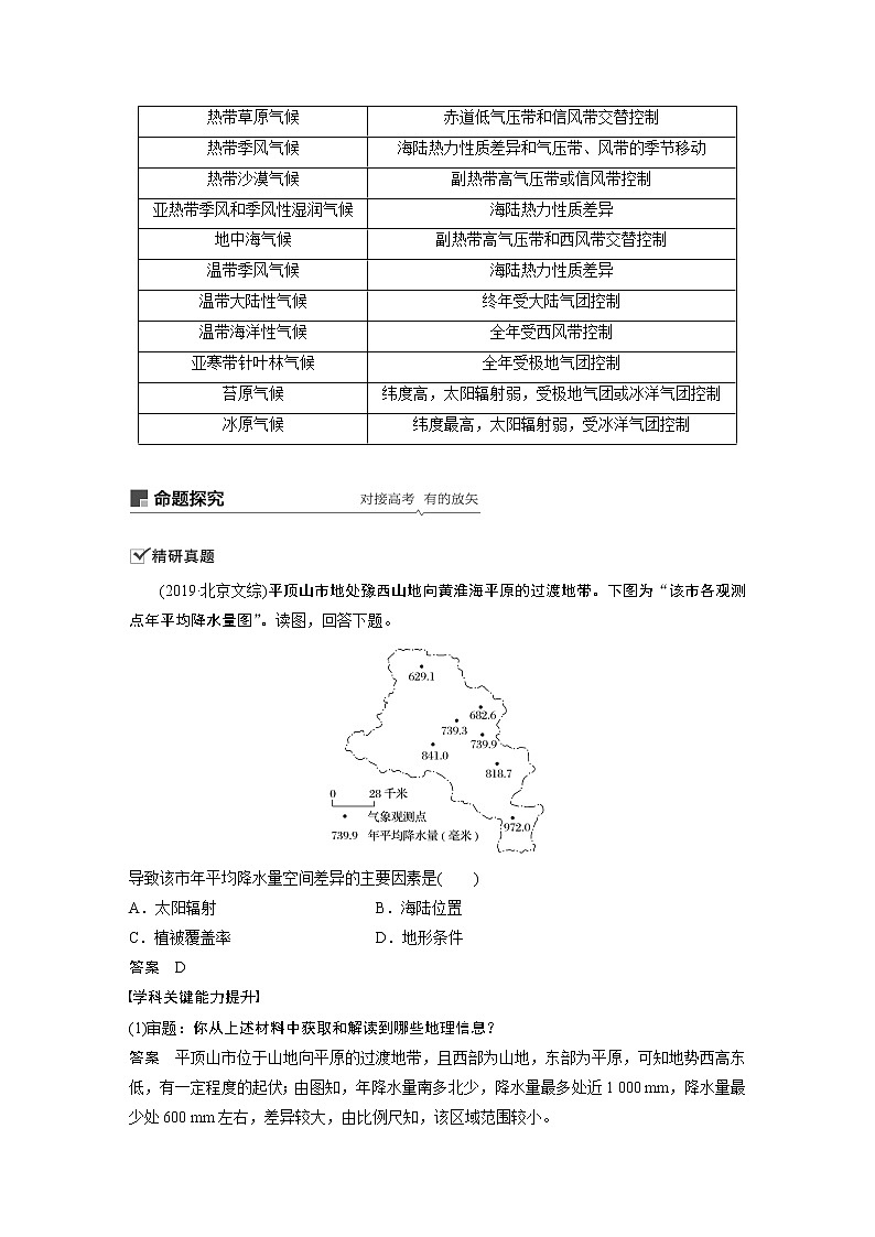 2021年高考地理一轮复习 第1部分 自然地理 第3章 第8讲　气候类型的分布与判断 教案03