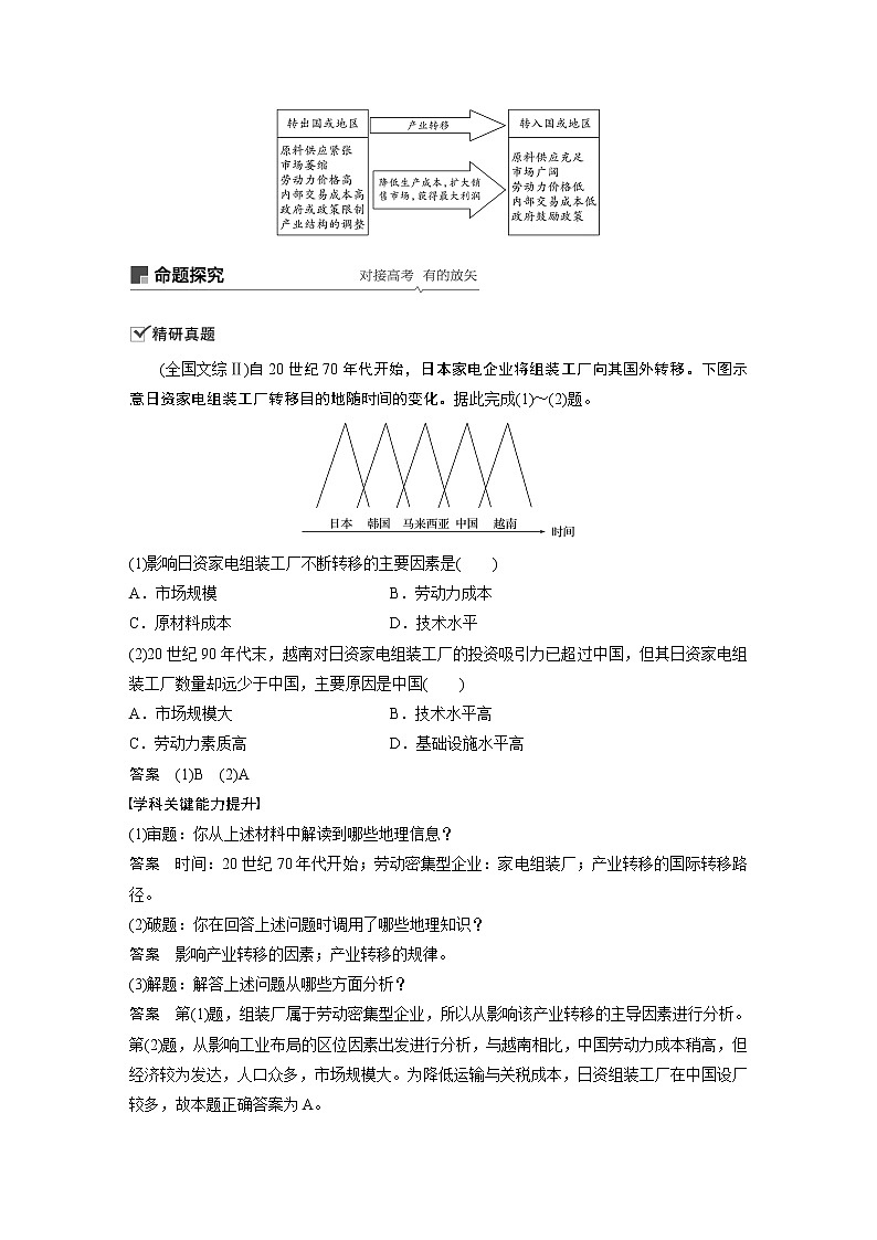 2021年高考地理一轮复习 第3部分 区域发展 第2章 第33讲　产业转移——以东亚为例 教案03
