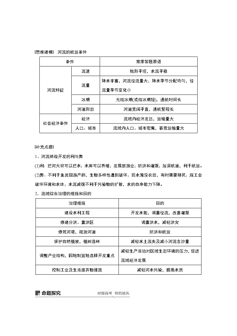 2021年高考地理一轮复习 第3部分 区域发展 第2章 第31讲　流域的综合开发——以美国田纳西河流域为例 教案03