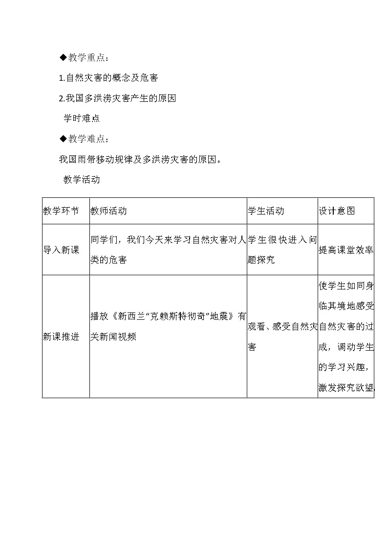 陕西省蓝田县焦岱中学湘教版高中地理必修一：4.4自然灾害对人类的危害1教案02