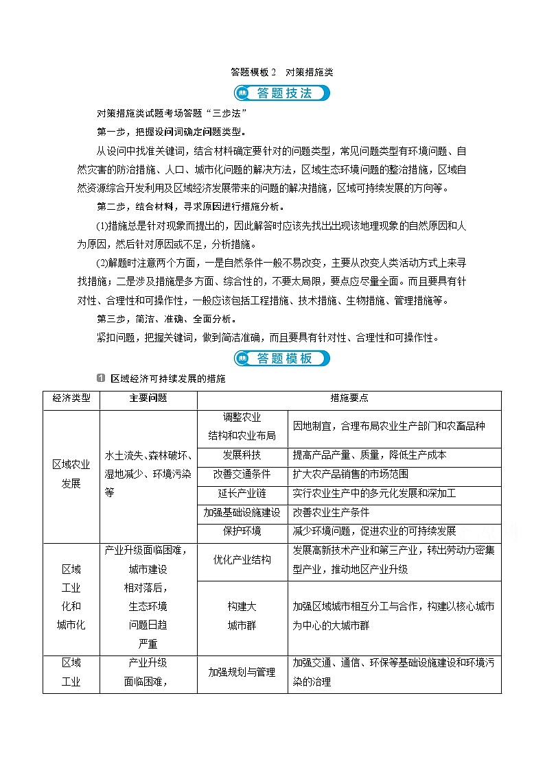 2020新课标高考地理二轮讲义：答题模板对策措施类01