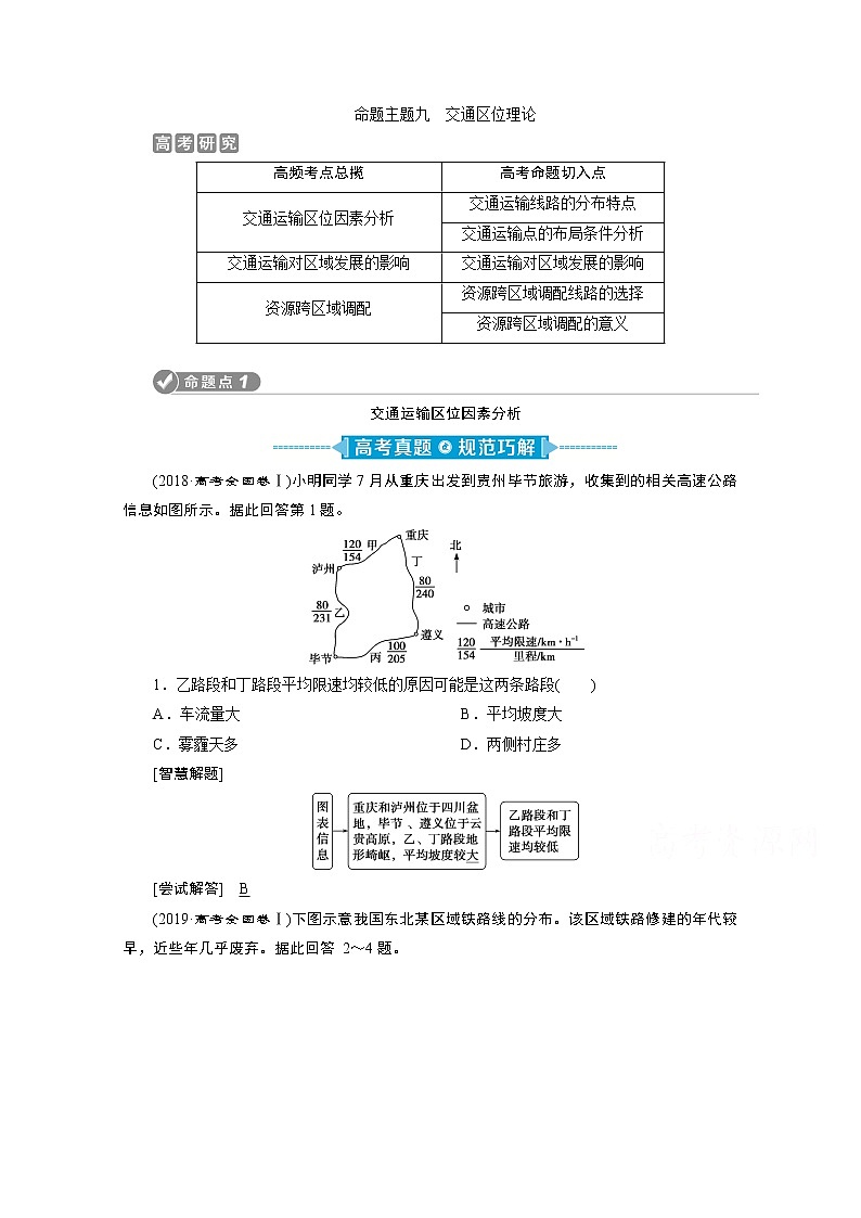 2020新课标高考地理二轮讲义：命题主题九　交通区位理论01