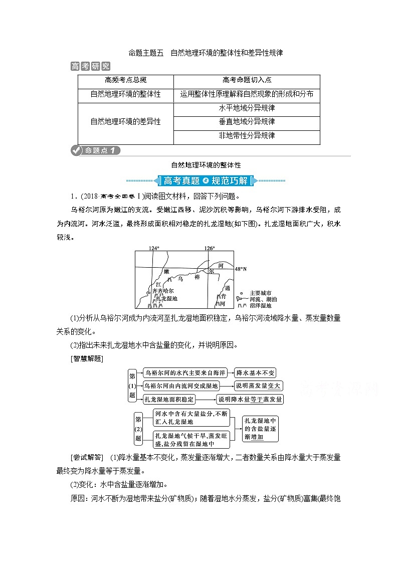 2020新课标高考地理二轮讲义：命题主题五　自然地理环境的整体性和差异性规律01