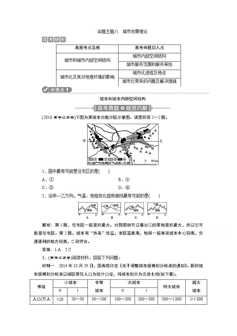2020江苏高考地理二轮讲义：命题主题八　城市发展理论01
