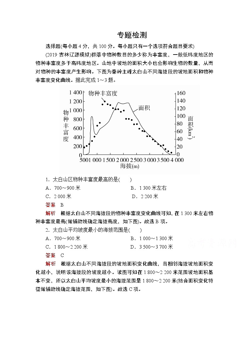 2020届高考地理大二轮专题复习冲刺地理（创新版）：专题十六选择题解题技法专题检测01