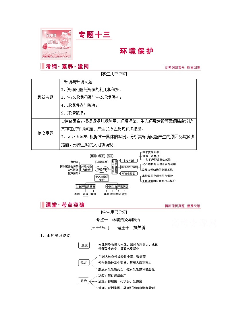 2020届高考地理二轮复习教师用书：第一部分专题十三　环境保护01