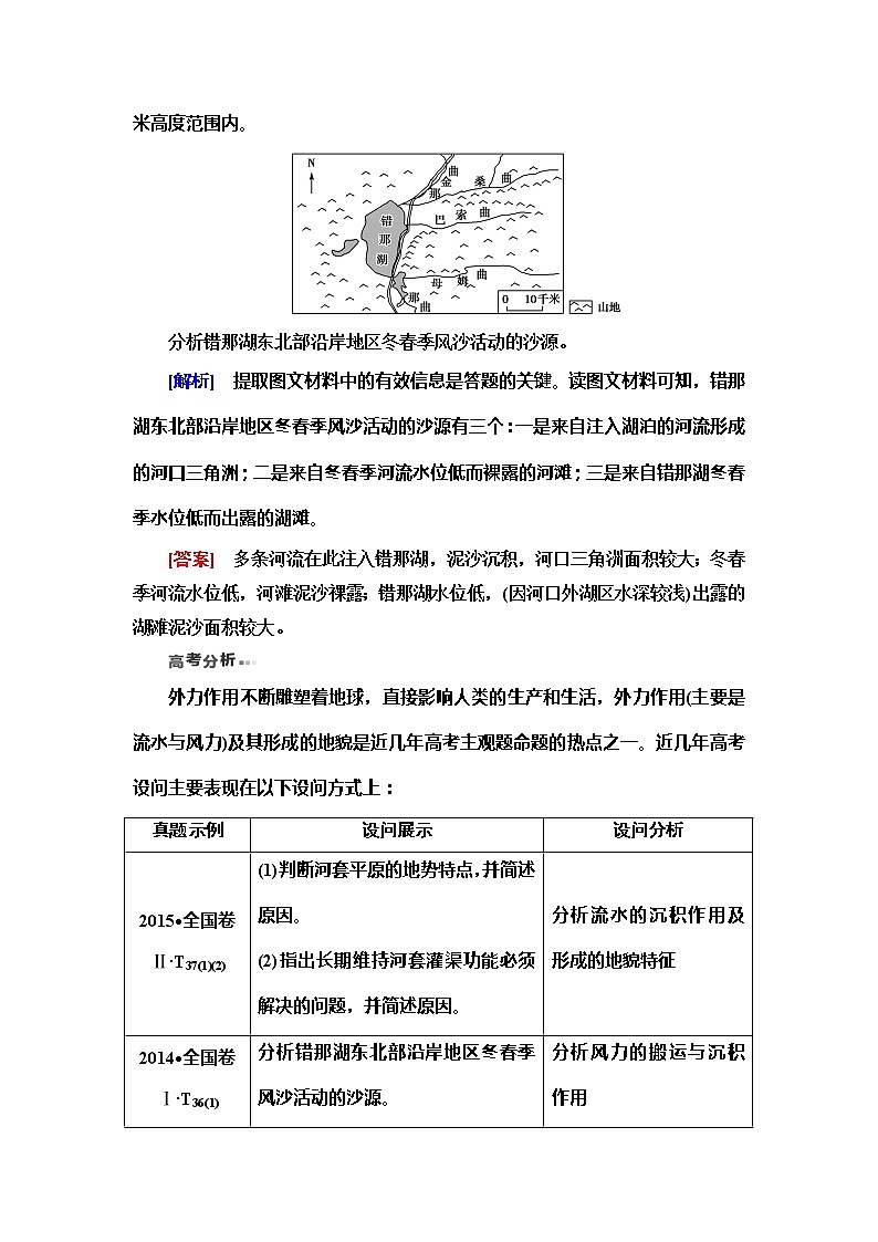 2020新课标高考地理二轮复习教师用书：第1部分专题4瞄准第Ⅱ卷规范练高分与外力作用相关的2个设问方向02