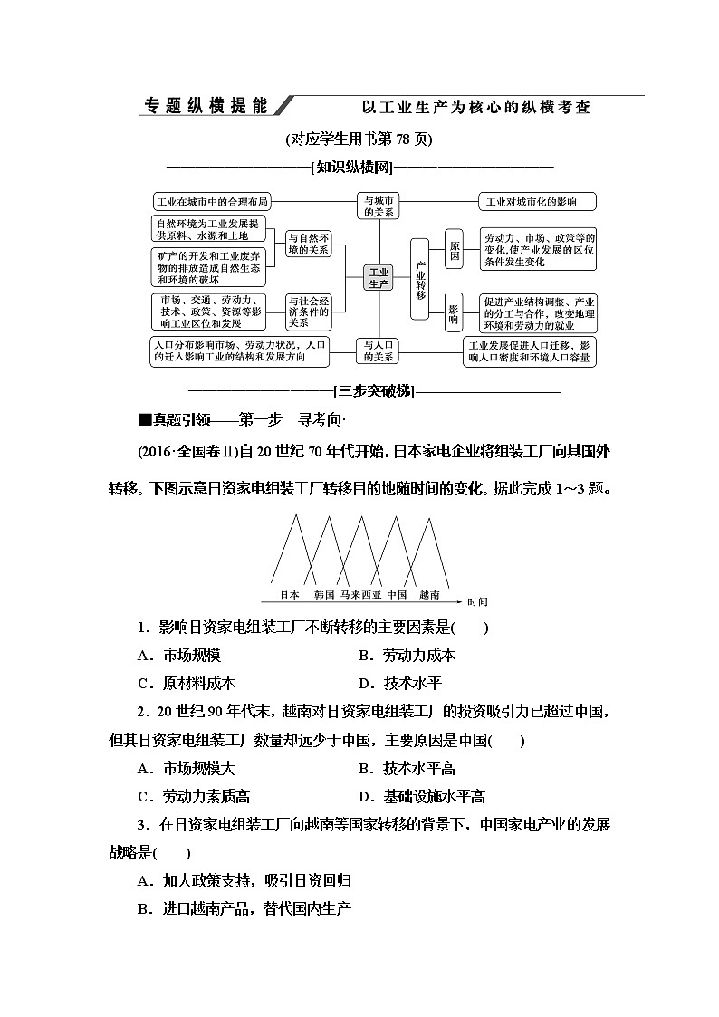 2020新课标高考地理二轮复习教师用书：第1部分专题7专题纵横提能以工业生产为核心的纵横考查01