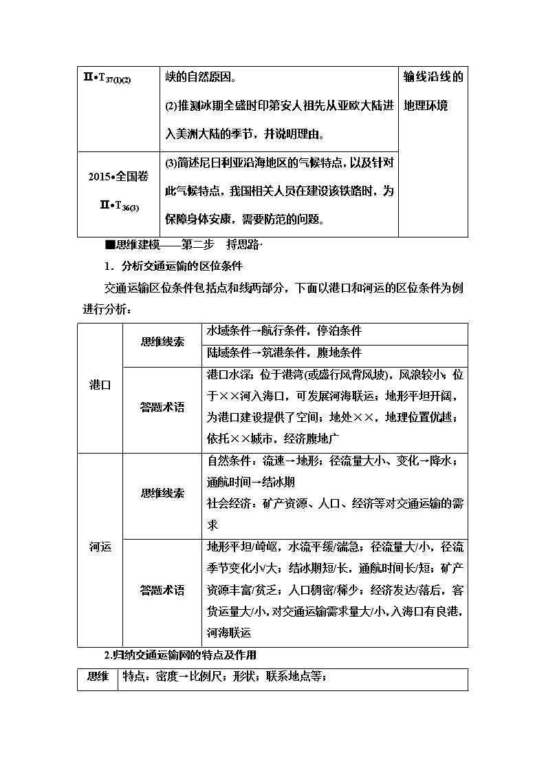 2020新课标高考地理二轮复习教师用书：第1部分专题8瞄准第Ⅱ卷规范练高分与交通运输相关的3个设问方向03