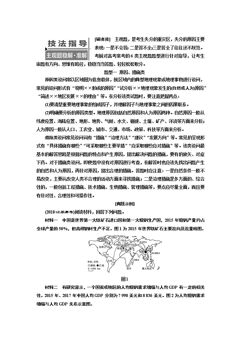 2019版二轮复习地理江苏专版讲义：第二部分技法指导主观题稳解准解第1页