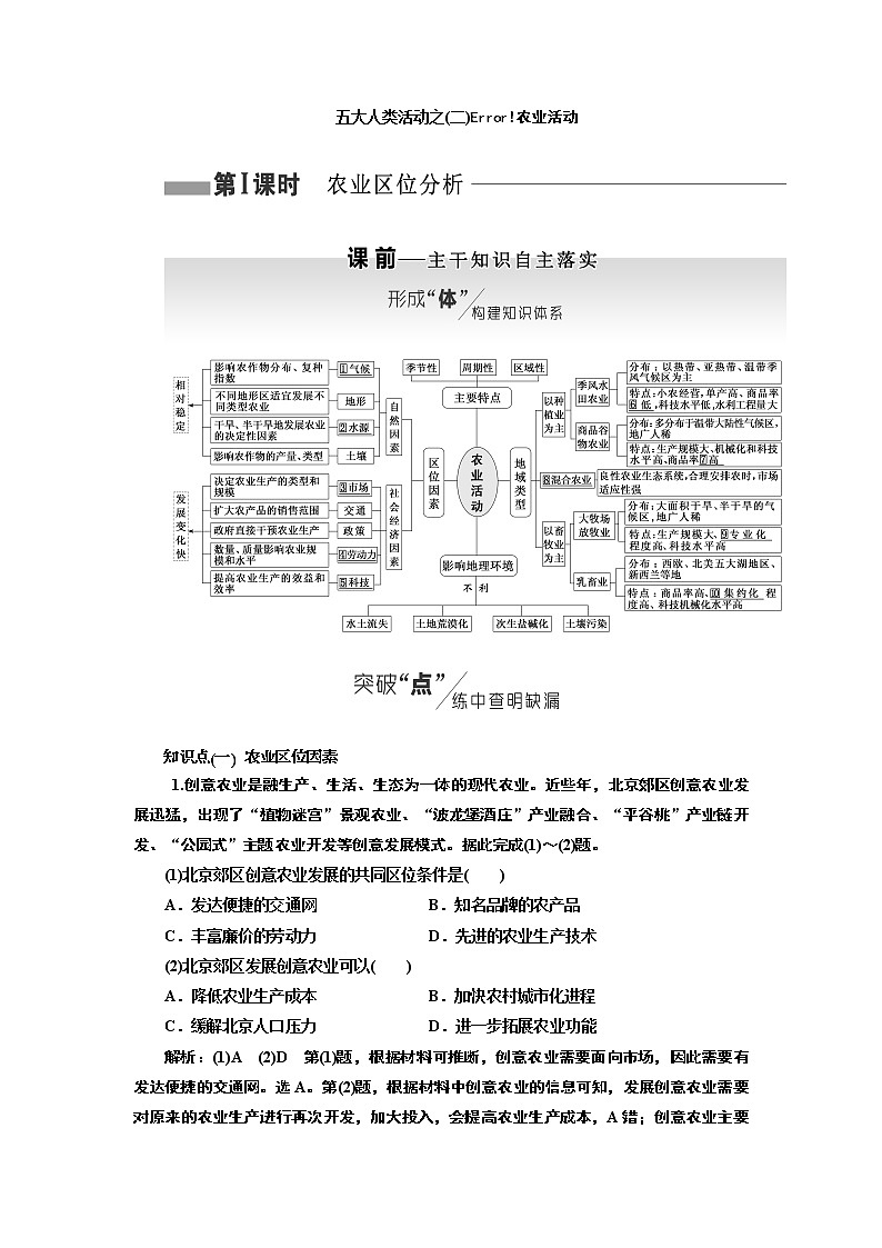 2019版高考地理通用版二轮复习讲义：第二部分五大人类活动之（二）农业活动01