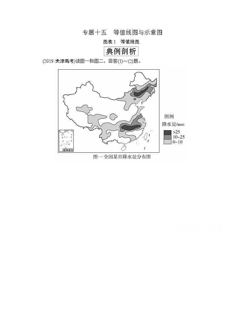 2020级届高考地理大二轮专题复习冲刺地理（创新版）教师用书习题：专题十五等值线图与示意图01