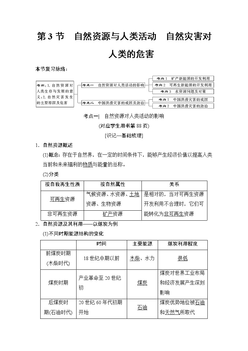 2019届《新动力高考突破》高三地理人教版一轮复习教师用书：第4章第3节自然资源与人类活动自然灾害对人类的危害第1页