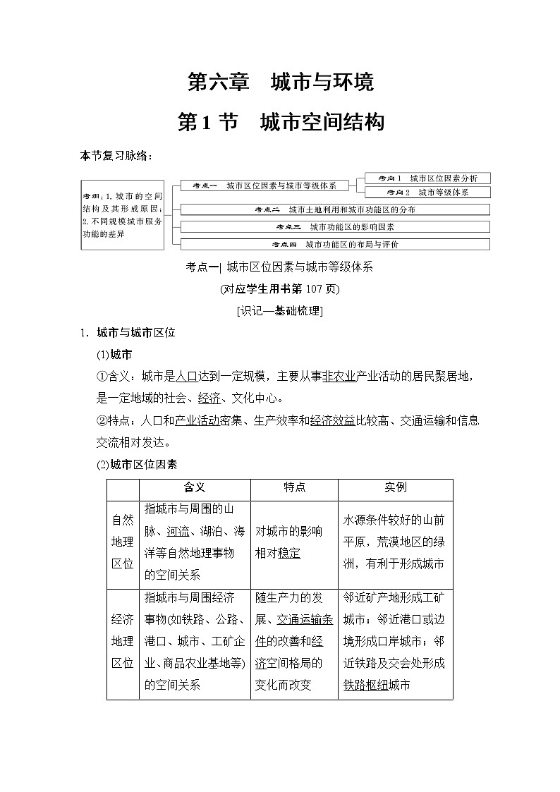 2019届《新动力高考突破》高三地理人教版一轮复习教师用书：第6章第1节城市空间结构第1页