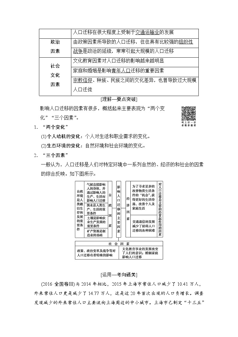 2019届《新动力高考突破》高三地理人教版一轮复习教师用书：第5章第2节人口迁移地域文化与人口第2页