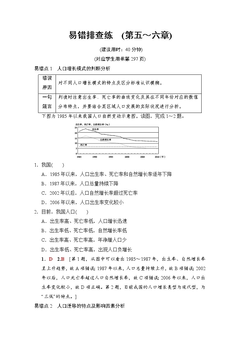 2019届《新动力高考突破》高三地理人教版一轮复习教师用书：易错排查练（第5、6章）第1页