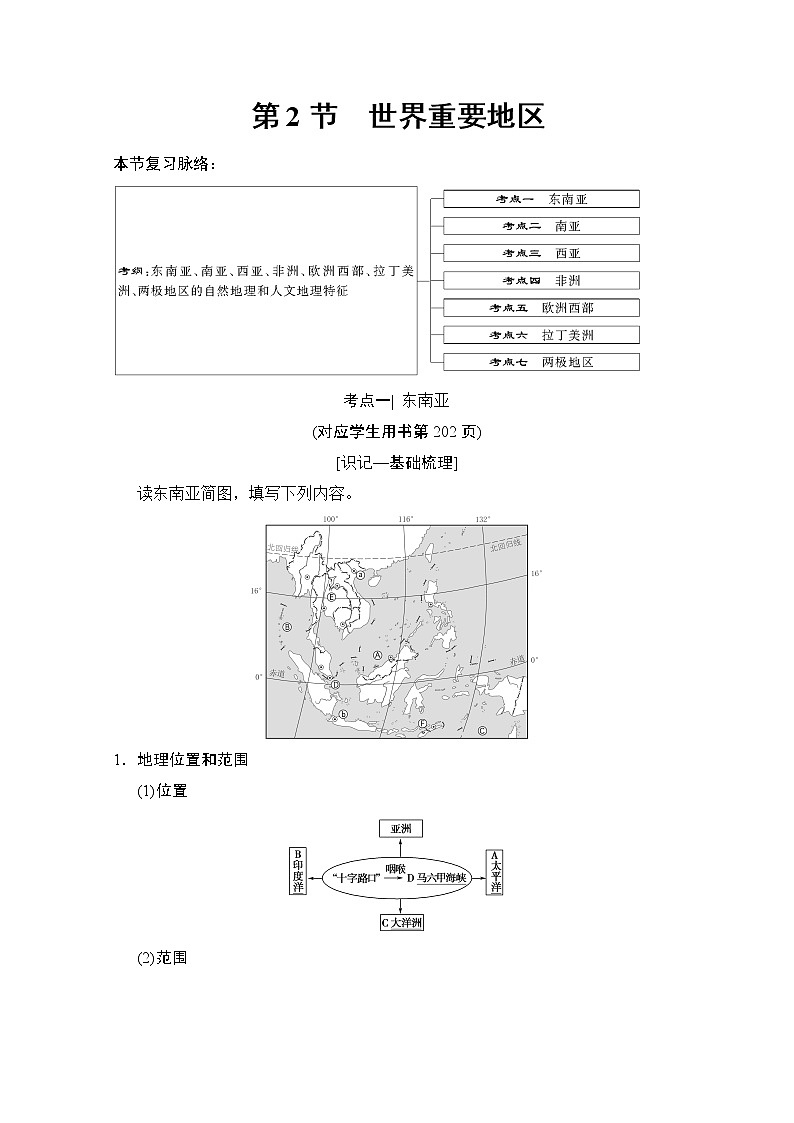 2019届《新动力高考突破》高三地理人教版一轮复习教师用书：第11章第2节世界重要地区第1页