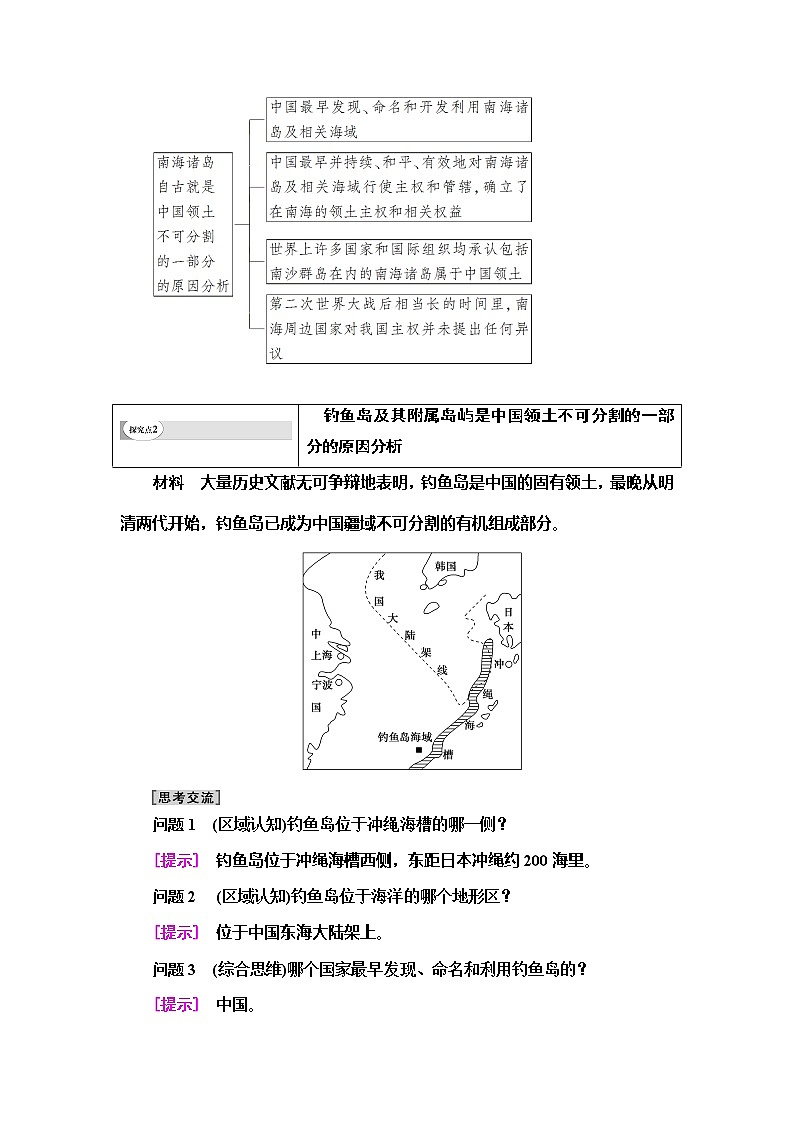 （新教材）2019-2020学年中图版地理必修第二册：第4章第3节　南海诸岛与钓鱼岛及其附属岛屿 教师用书03