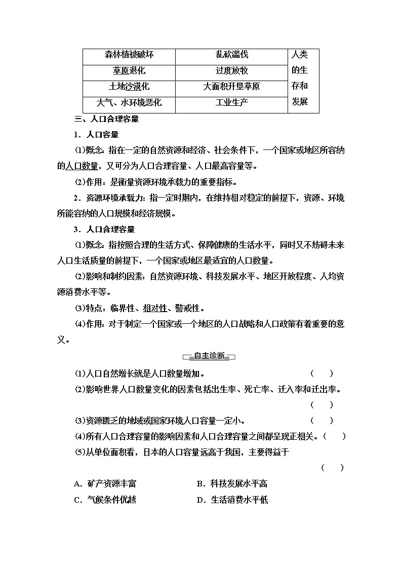2019-2020学年高中新教材湘教地理必修第二册教师用书：第1章第3节　人口容量02