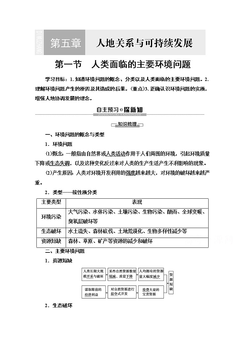 2019-2020学年高中新教材湘教地理必修第二册教师用书：第5章第1节　人类面临的主要环境问题01