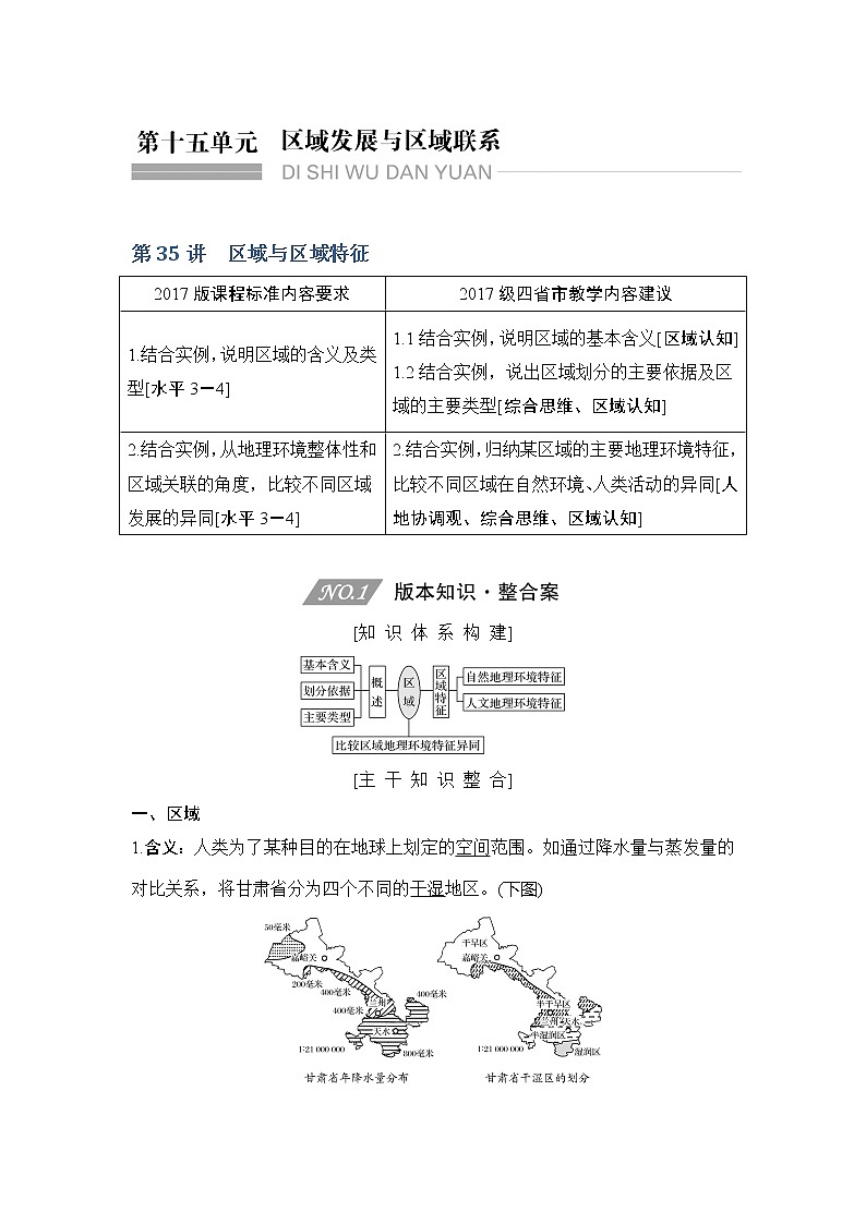 2020人教版（四川专用）高考地理一轮复习教师用书：第35讲区域与区域特征01