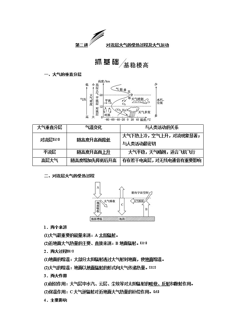 2020版高考地理一轮复习湘教版讲义：模块一第二章第二讲对流层大气的受热过程及大气运动01