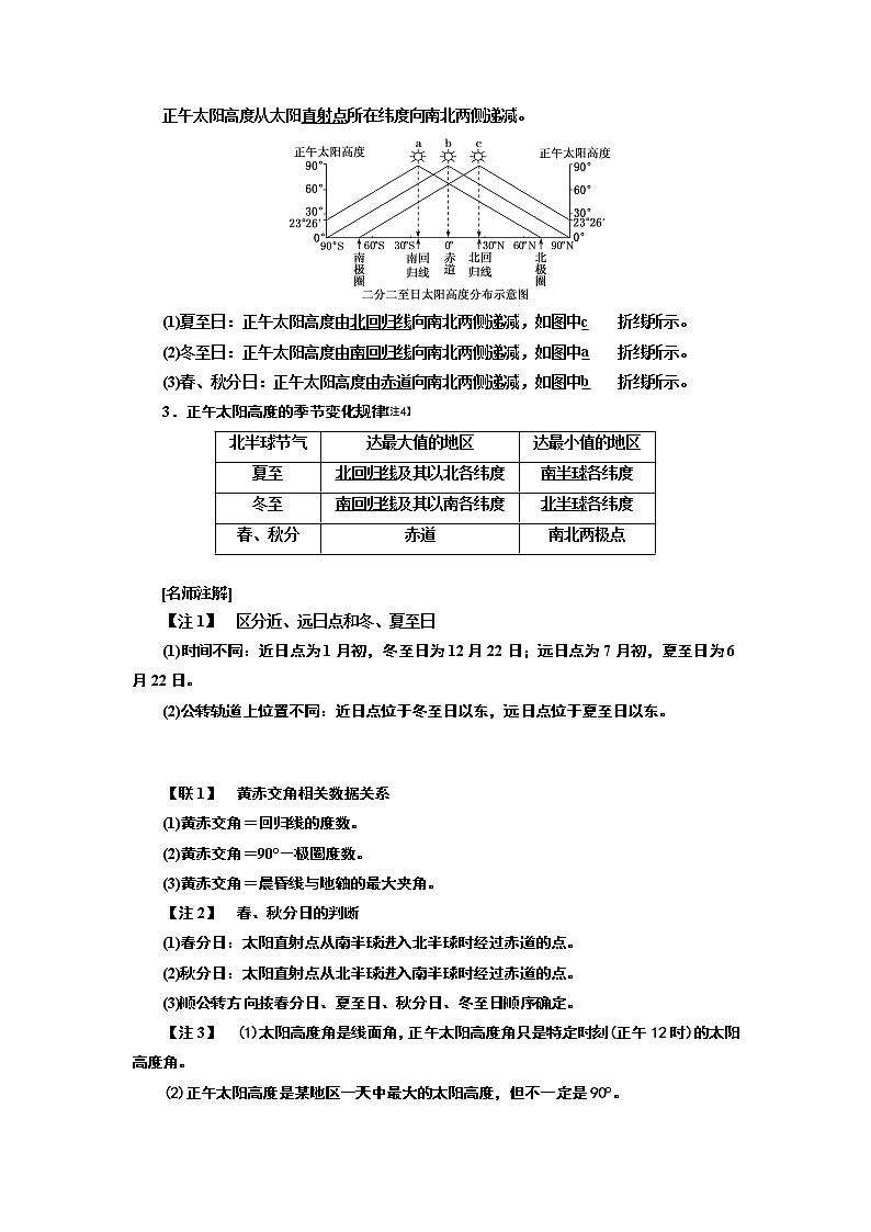 2020高考地理新一线大一轮中图版讲义：模块一第一章第五讲地球的公转（一）　地球公转的基本特征与正午太阳高度的变化02