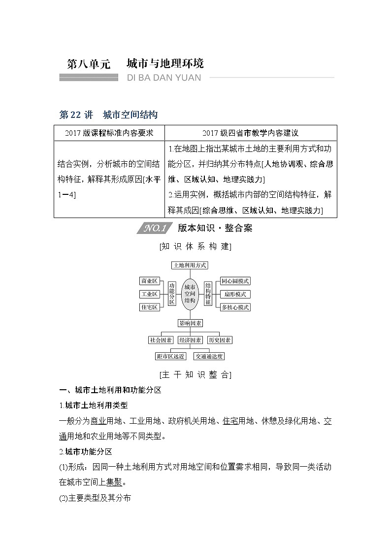 2020人教版（四川专用）高考地理一轮复习教师用书：第22进城市空间结构01
