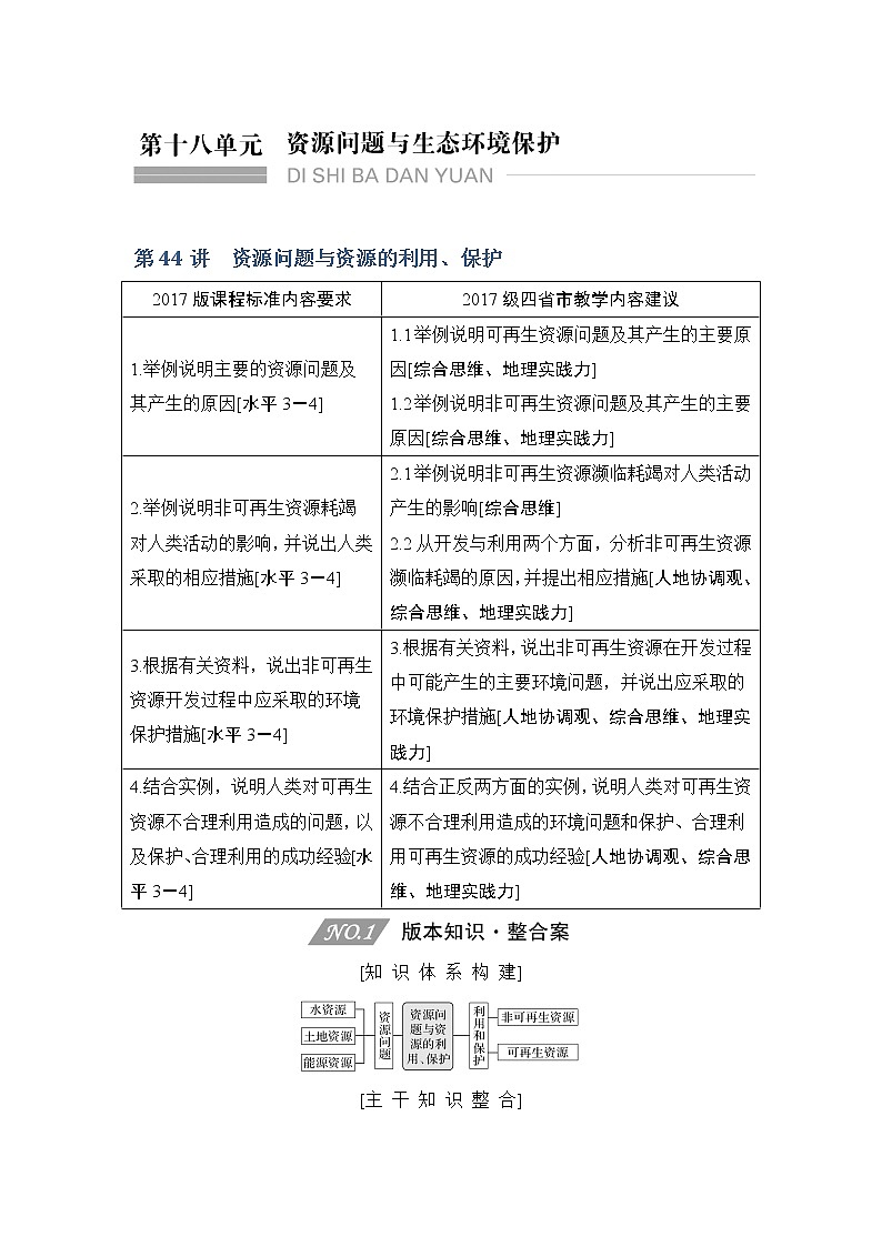 2020人教版（四川专用）高考地理一轮复习教师用书：第44讲资源问题与资源的利用、保护01