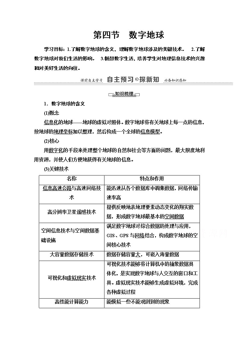 2020-2021学年地理湘教版必修3教师用书：第3章第4节　数字地球01