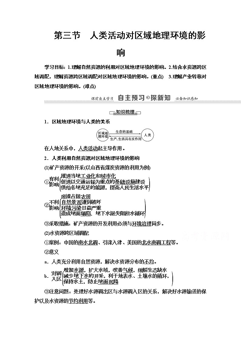 2020-2021学年地理中图版必修3教师用书：第1章第3节　人类活动对区域地理环境的影响第1页