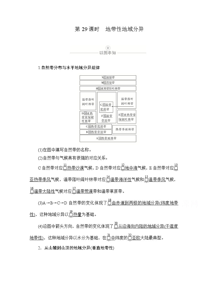 2021届高考地理一轮创新教学案：第九讲第29课时地带性地域分异01