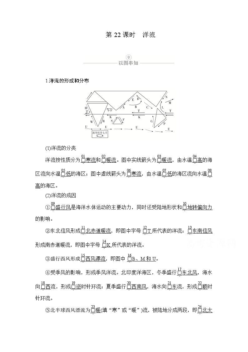 2021届高考地理一轮创新教学案：第七讲第22课时洋流01