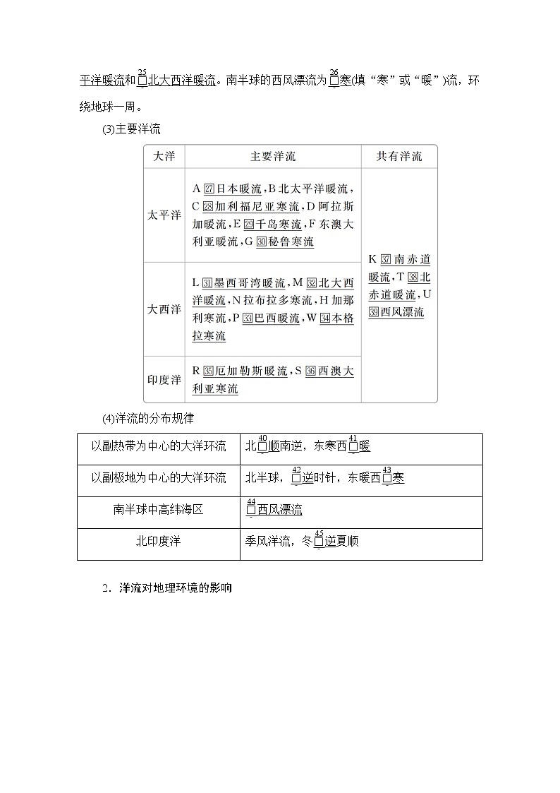 2021届高考地理一轮创新教学案：第七讲第22课时洋流02