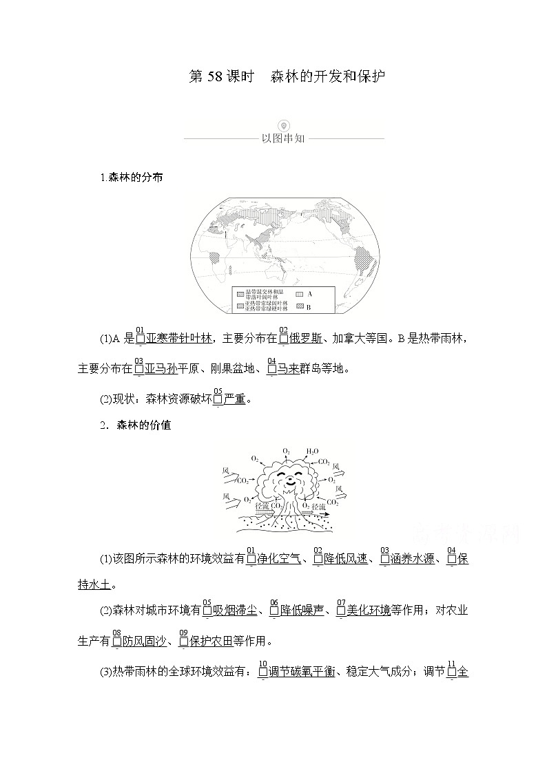 2021届高考地理一轮创新教学案：第十八讲第58课时森林的开发和保护01