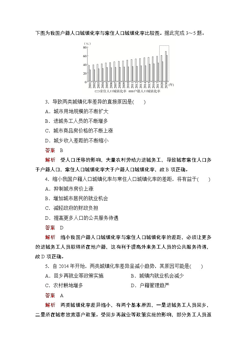 2021届高考地理一轮创新教学案：第十二讲　城市与城市化素能特训02