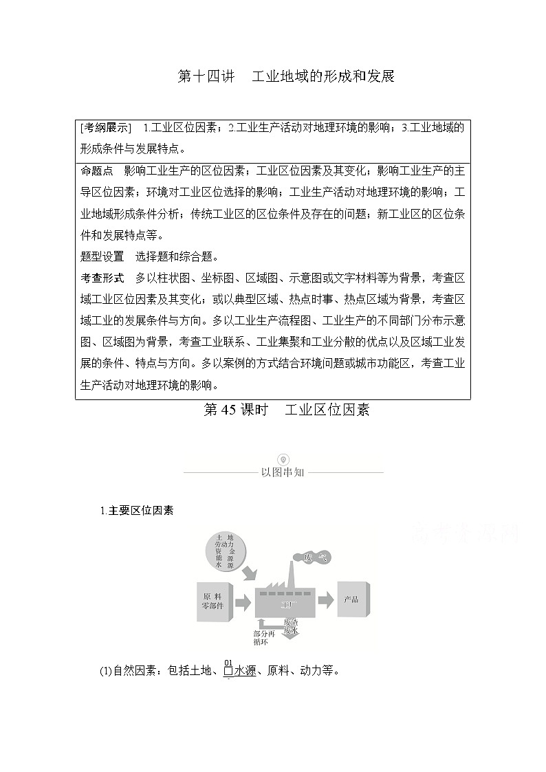 2021届高考地理一轮创新教学案：第十四讲第45课时工业区位因素第1页